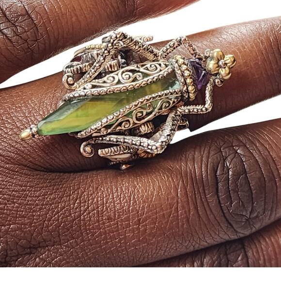 Barbara Bixby Jewelry Grasshopper Sterling Silver 18K Gold Filigree Ring Size 10 - Picture 4 of 16